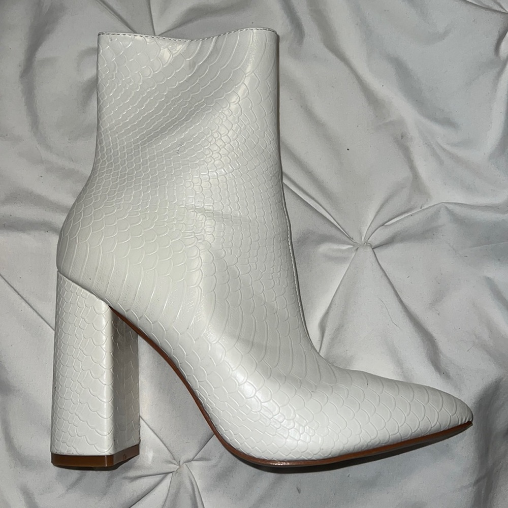 White Snakeskin Boot Heels